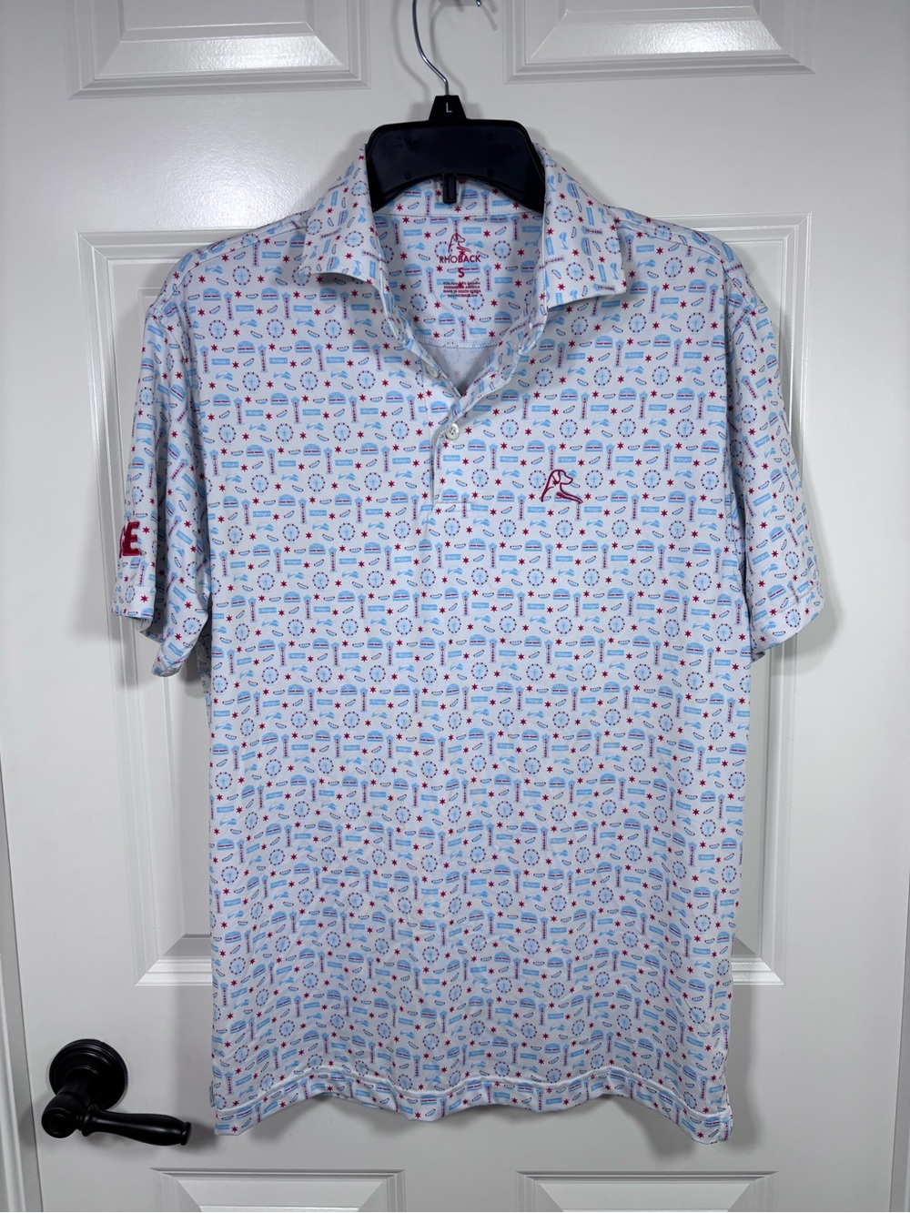 Rhoback "The 312" Chicago Themed Short Sleeve Polo Shirt Men’s S Embroidered